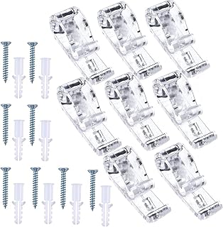 8 Sets Child Safety P-Clips, Blind Safety Clips for Cord, Blind Cord Safety Device Clear Roller Blind Clips for Vertical and Roman Roller Curtain Ball Chain Cord Control with Screws
