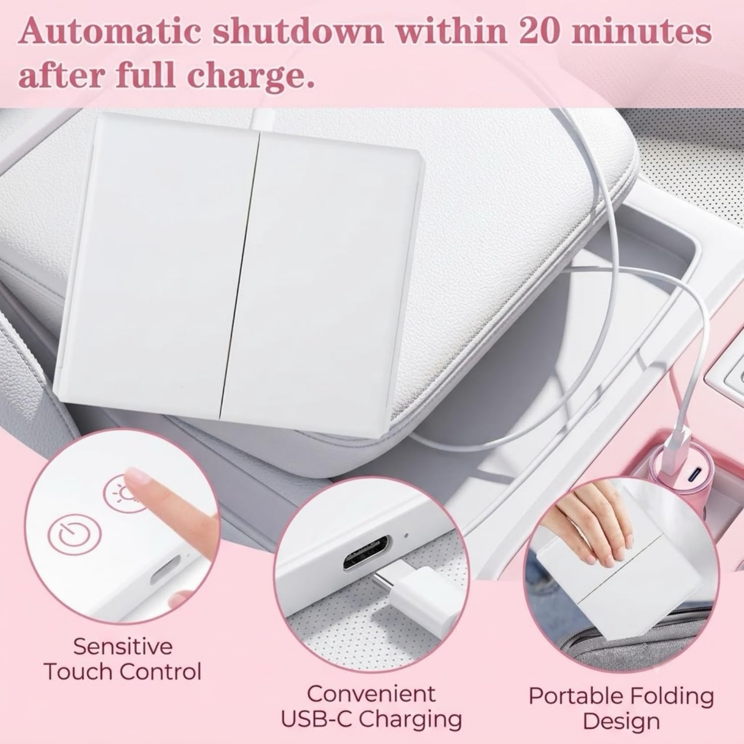 Car Sun Visor Vanity Mirrors with 3 Way Lights, Led Makeup Mirror for Truck, Car Accessories for Women, Espejo Para Carro Fits Gift, Rechargeable Dimmable Touch Control & Foldable Design