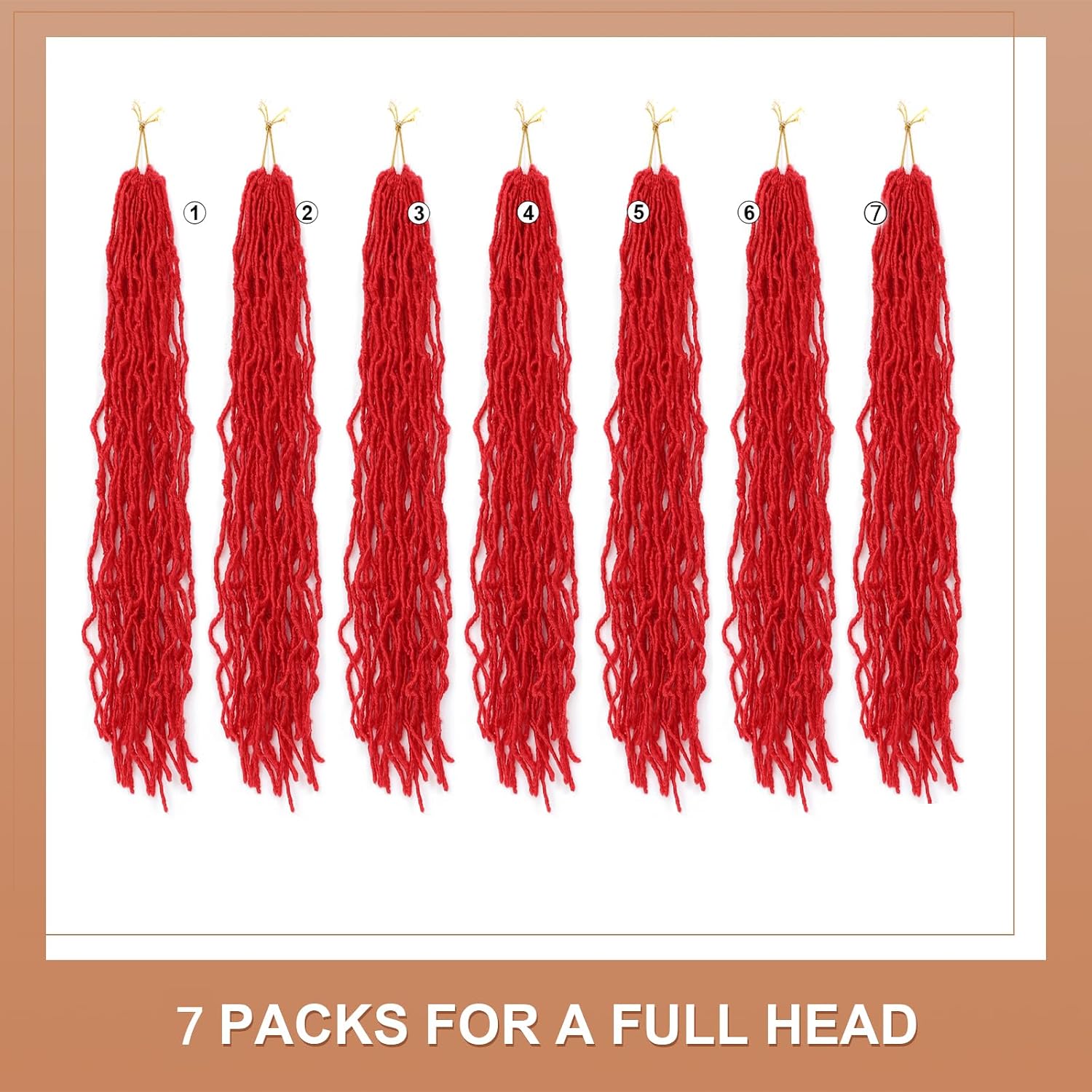 Red Soft Locs 36 Inch 7 Packs Crochet Hair Faux Locs Pre-looped Super Lightweight Goddess Locs Synthetic Crochet Hair Braids For Black Women (Red, 36 Inch（Pack of 7）)