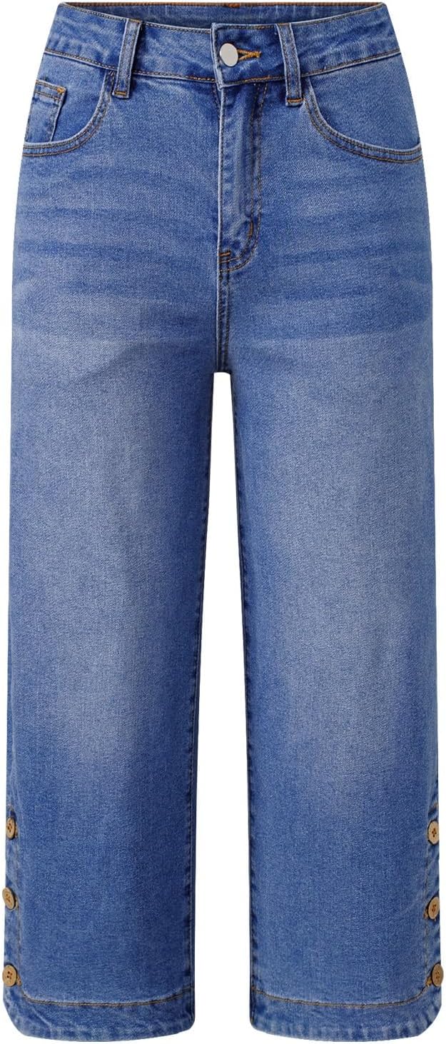 SHEWIN Women Stretch Wide Leg Jeans Ankle Capri Comfort Jean 2026 - Image 8