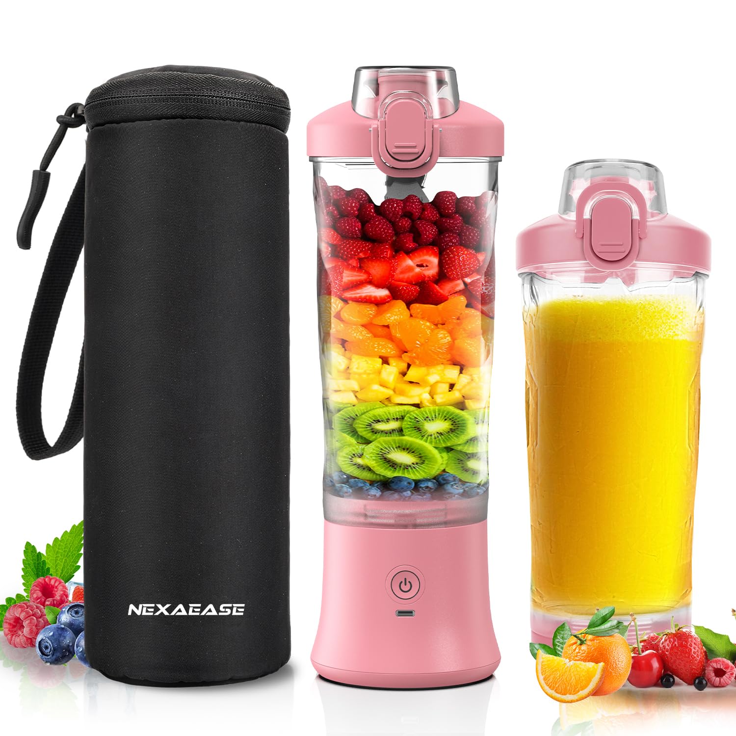 Licuadora portátil personal con funda aislada para batidos y batidos – Mini taza de licuadora de 20 onzas con 6 cuchillas, tapa de viaje, recargable por USB, licuadora pequeña para cocina, viajes,