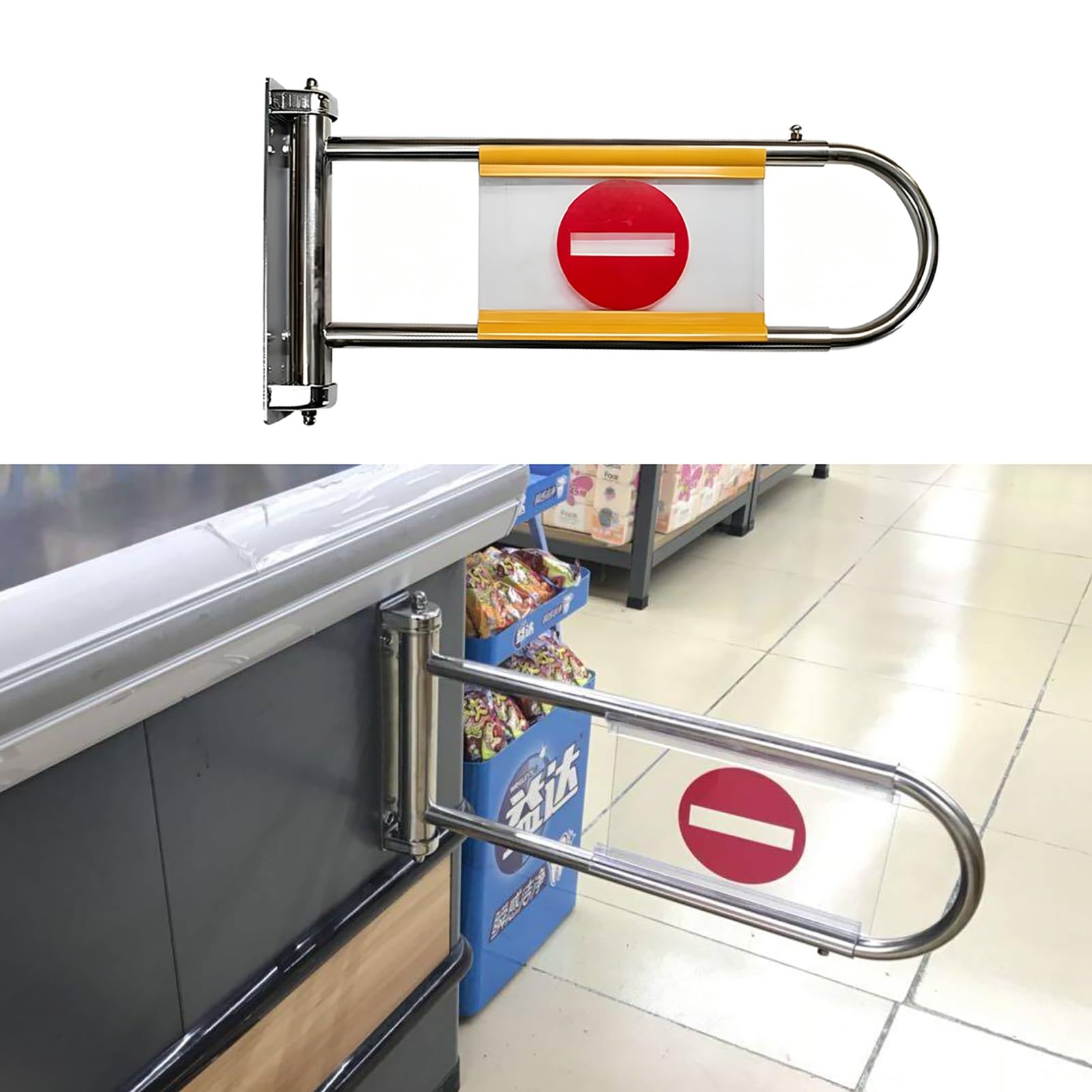 Puerta Batiente de Entrada Puerta de Entrada Unidireccional con Mecanismo de Muelle y Señalización, Puerta de Acceso Manual de Seguridad para Entrada a Comercios, Barrera de Seguridad