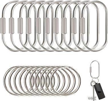 10 Pack Small Brass Key Rings Bulk, Bag Charms Key Chain Organizer Holder for Men Women Silver