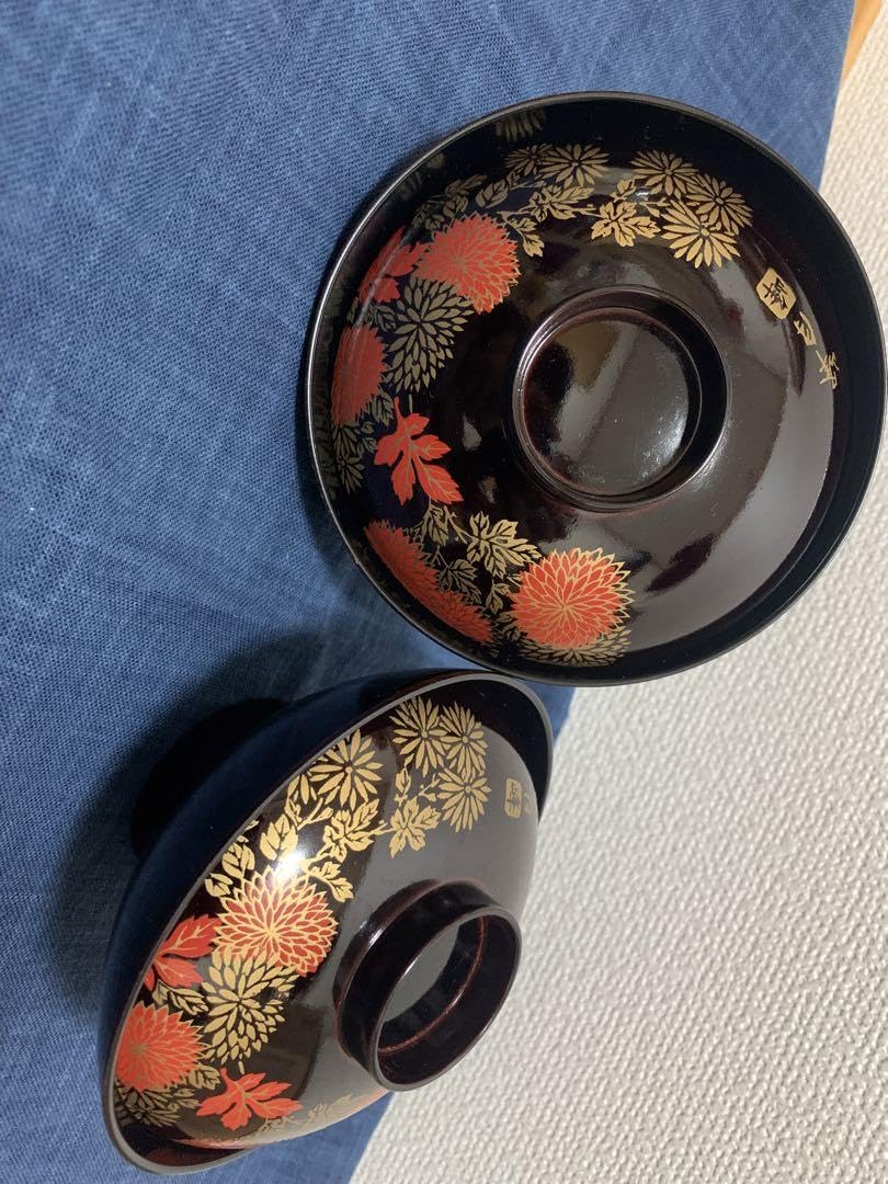 Amazon.co.jp: 高級!!!輪島塗吸物椀 作家 峰月 5脚セット