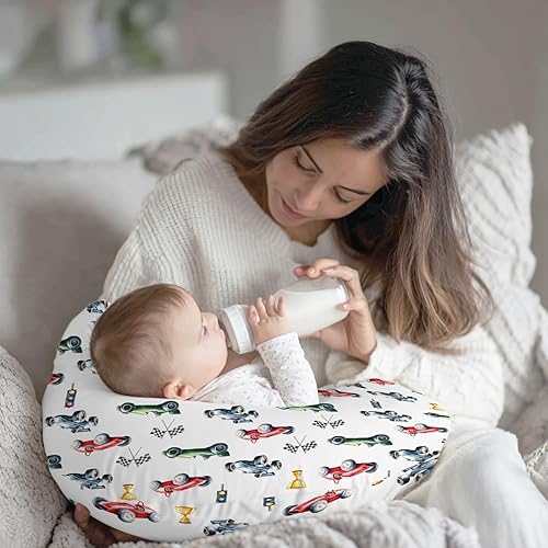 Miniatura 4 de Bonita funda de almohada de lactancia con bandera de trofeo de carrera, elástica y suave para bebés, niñas, niños, transporte, vehículos, funda de