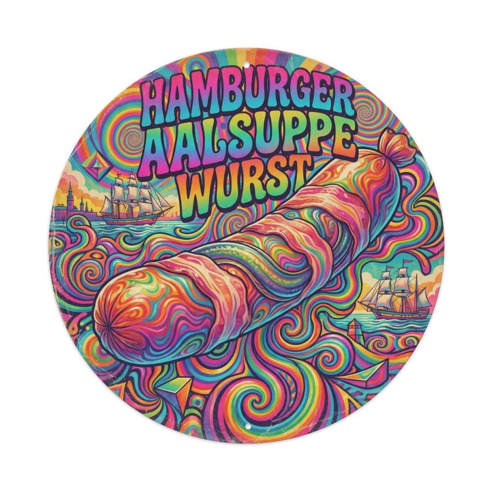 German Cuisine Travel Hamburger Aalsuppe Wurst Metal Tin Sign