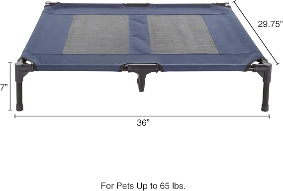 Elevated Dog Bed - 36x29.75-Inch Portable Pet Bed with Non-Slip Feet - Indoor/Outdoor Dog Cot or Puppy Bed for Pets up to 80lbs by PETMAKER (Blue)