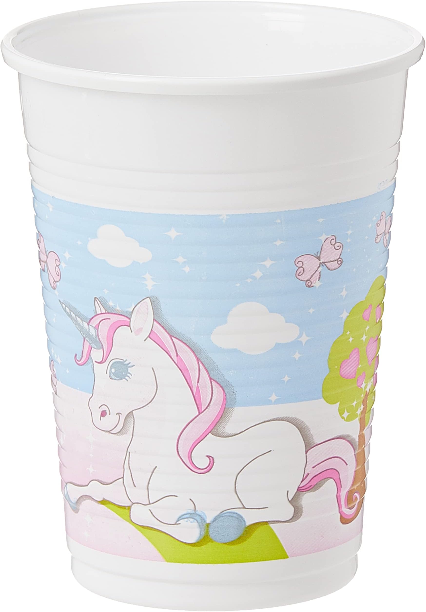 8 Plastic Cups 200Ml Unicorn