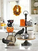 Vista 4 de Hanna's Handiworks - Juego de salero y pimentero Black Cat On Pumpkin Jack O'Lantern, adorable accesorio de cocina, función de centro de mesa