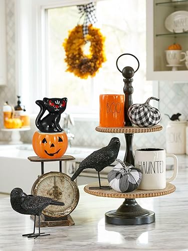 Miniatura 4 de Hanna's Handiworks - Juego de salero y pimentero Black Cat On Pumpkin Jack O'Lantern, adorable accesorio de cocina, función de centro de mesa