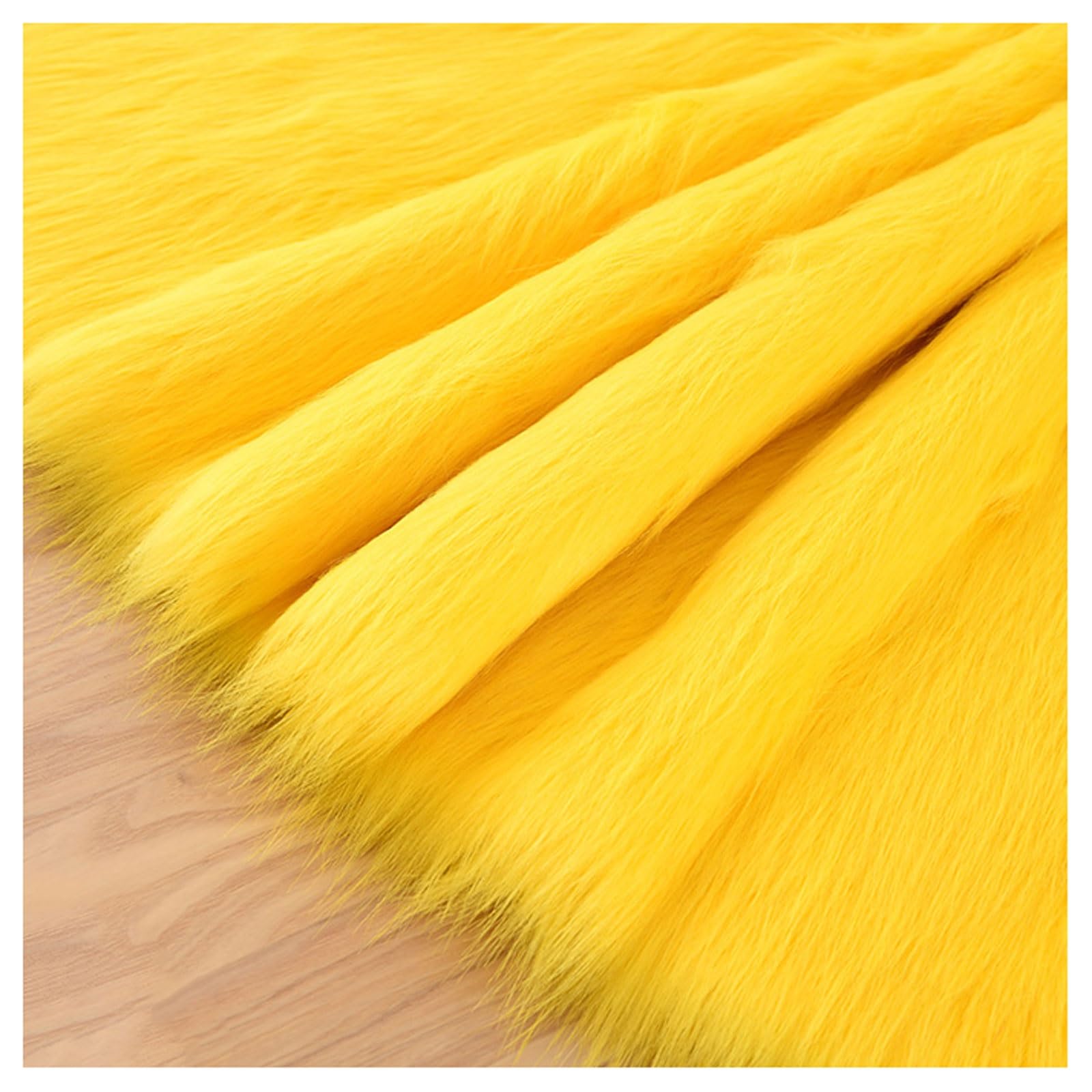 Long Pile Faux Fur Fabric, Fluffy Decorative Fake Fur Material, 5cm Soft Plush Faux Imitation Fur Material For Fancy Dressed, Costume, Cosplay, Gnome Beards, Art Crafts, Fursuit, 50x50cm(Color:Yellow)