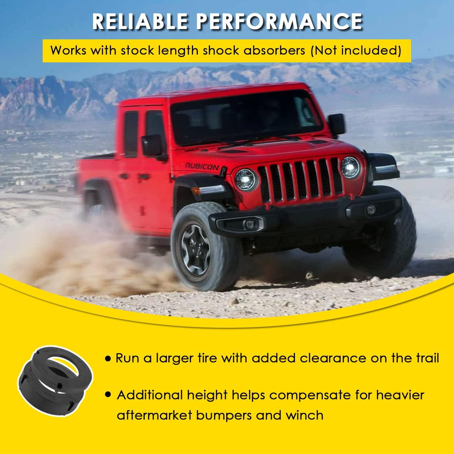 1155300 JT: 1.5” High Performance Spacer Leveling Kit Fits for Jeep JT Gladiator - No Shock Absorbers