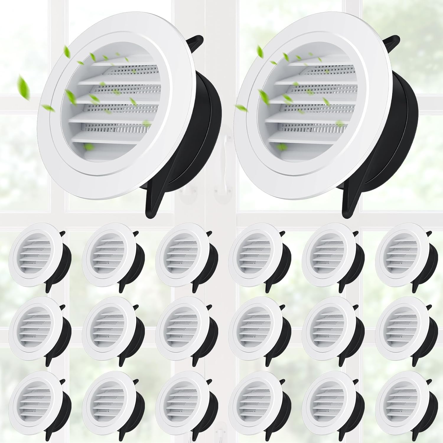 VIHOSE 18 Pcs Soffit Vents 4 Inch Soffit ABS Exterior Round Exhaust Vent with Built in Fly Screen Mesh for Home Bathroom Office Kitchen, White