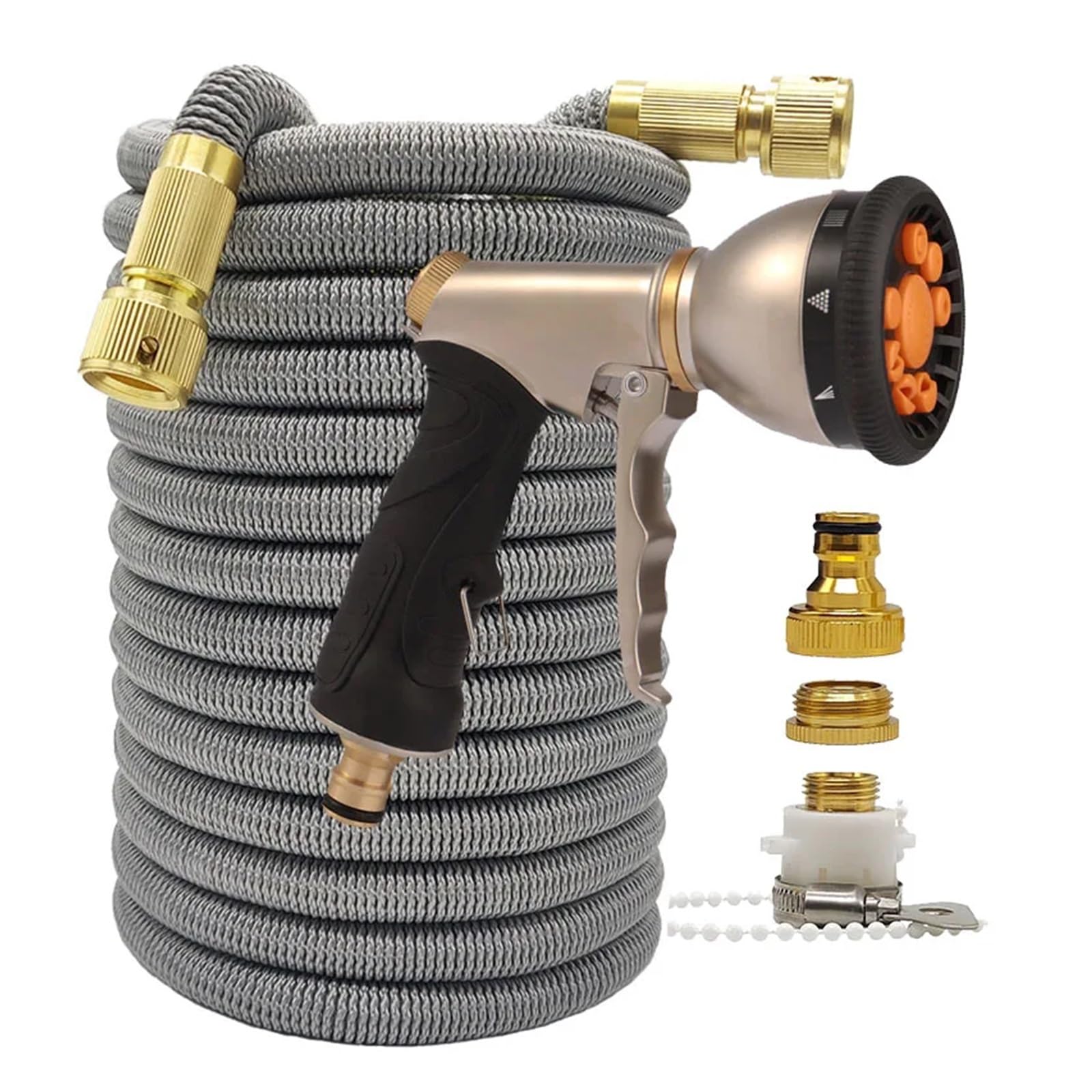Tubo da giardino, tubo da giardino espandibile ad alta pressione per irrigazione da giardino, 2,5-30 m, adatto per irrigazione agricola e lavaggio auto (colore: tubo con pistola 4, dimensioni: 15,2 m)