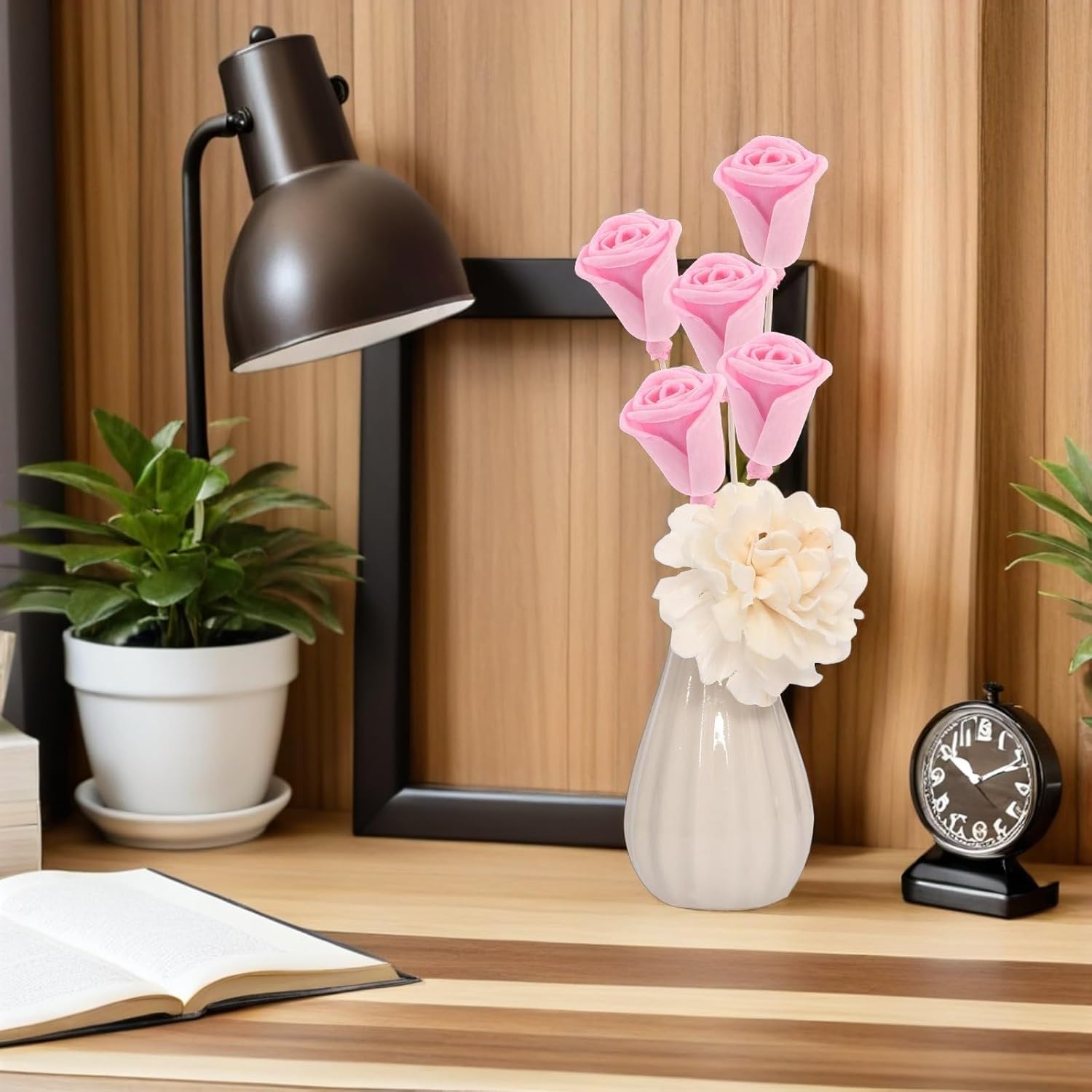 5pcs Pink Rose Reed Diffuser Sticks Decorative Rattan Pith Paper