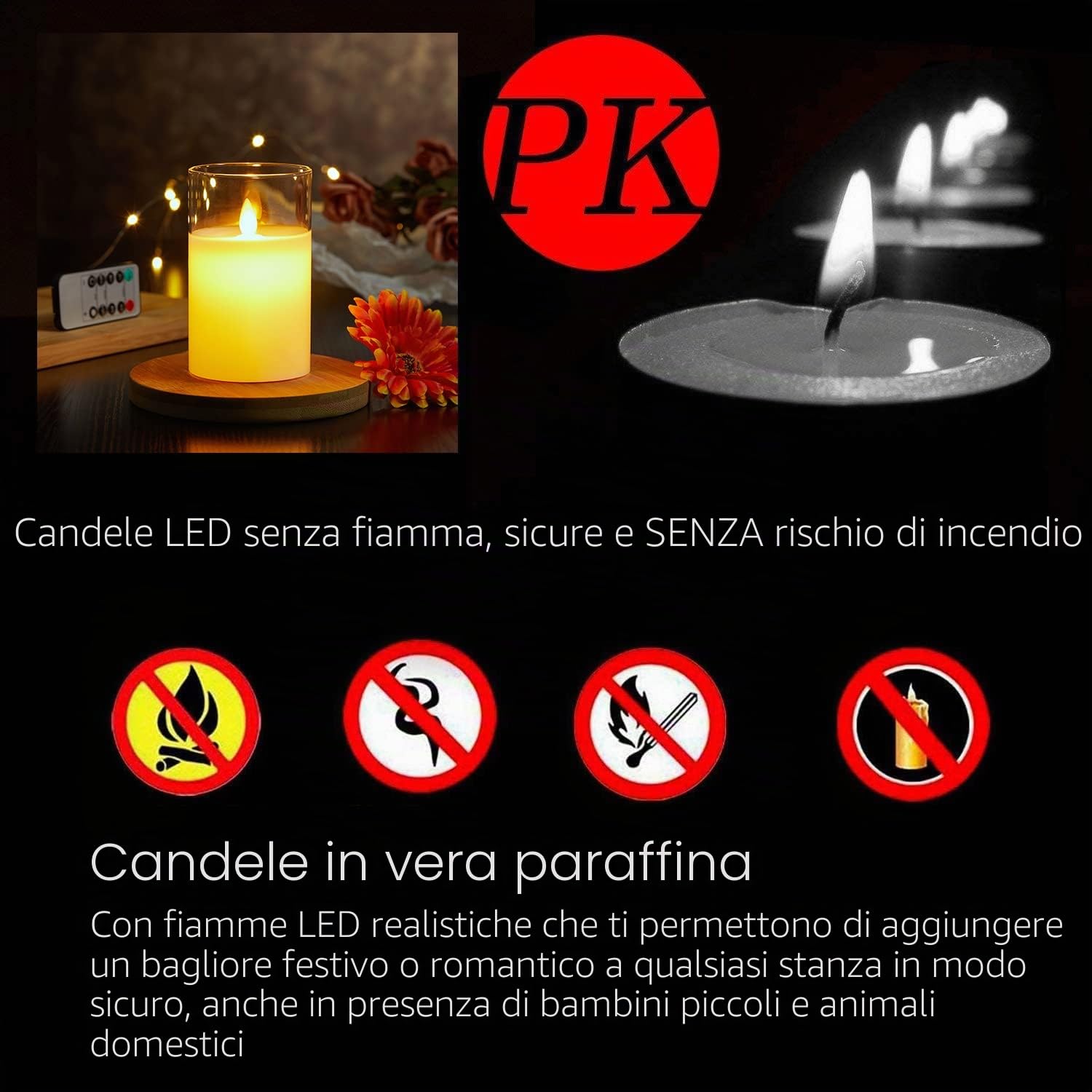 Candele LED 2 pezzi, Flickering Flameless Candele, Candele a Batteria with Glass con Telecomando a 10 Tasti, Realizzato in Vera Paraffina,con Funzione Timer 24 Ore per Decorazione, Festa-15cm Bianco