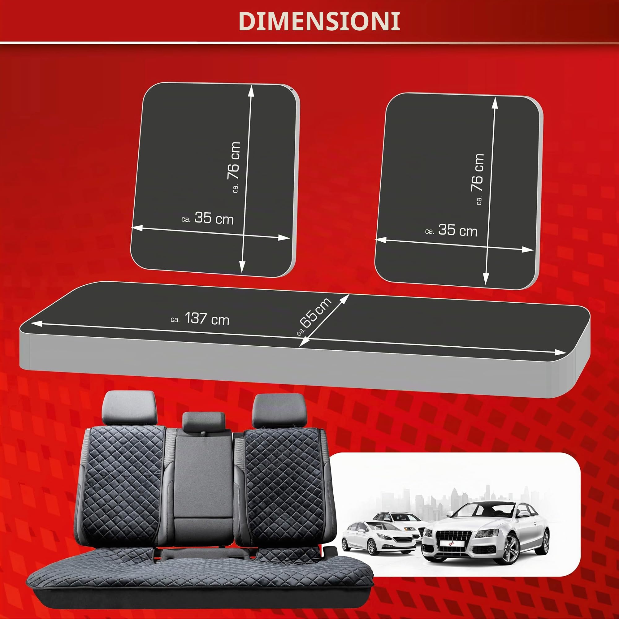 Walser Car Seat Cover Luxor, coprisedile universale per sedili posteriori, protezione per sedili posteriori incl. rivestimento antiscivolo