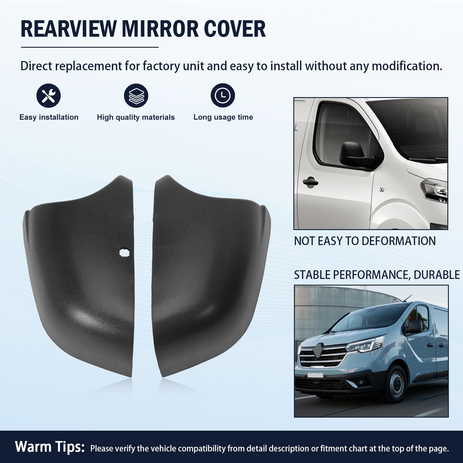 Paire Coques Inférieures Aile Rétroviseur Gauche Droite Compatible Vivaro 2014-2018, Trafic Van 2014-2022, Talento 2016-2020, NV300 2014-2021, Primamaster 2022