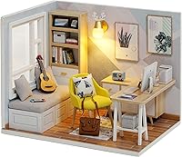 Vista 1 de piberagi Kit de casa de muñecas en miniatura DIY, a escala 1:32, casa de muñecas de madera mini creativa con muebles, a prueba de polvo para niños