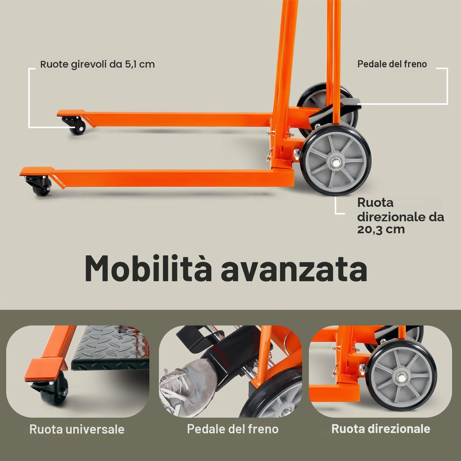 SuperHandy Impilatore per argano elevatore, carrello transpallet, tavolo elevatore, sollevamento forcella, massimo 150 kg, 101,6 cm con ruote 20,3 cm, ruote girevoli