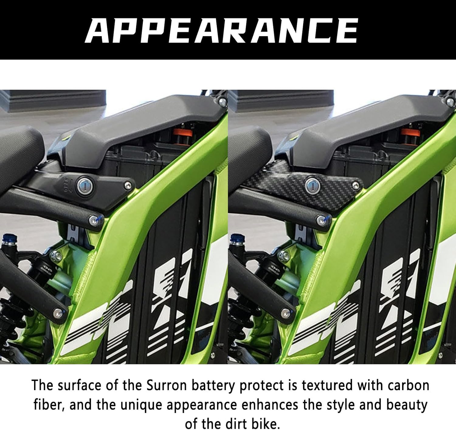 CHANGCHENG Surron Battery Lock Cover Sur Ron Battery Compartment Protect Carbon Fiber Pattern for SurRon Light Bee X/S Electric Dirt Bike