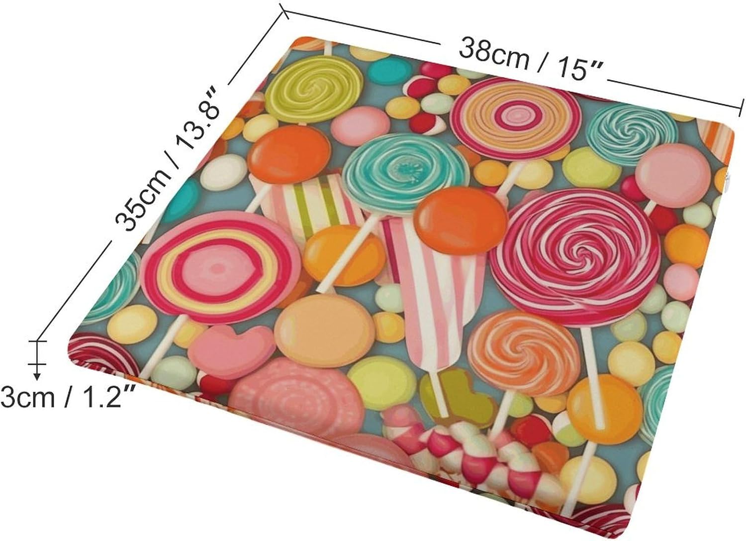 Lollipops Pattern Degrees of Comfort Meditation Floor Pillow, Square Large Pillows Seating for Adults, Tufted Corduroy Cushions for Outdoor Yoga Tatami Fireplace Living Room 15x15 Inch