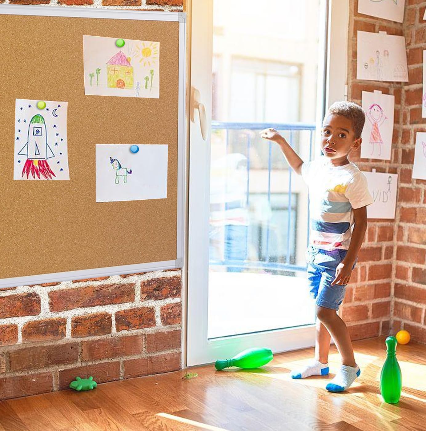 Corksidol Cork Board Bulletin Board- Sliver Aluminum Frame Corkboard for Wall - Message Board, Vision Board, Pin Board with Hidden Hooks, Wall Mounted for Home Office School, 36 X 24 Inches,2 Pack