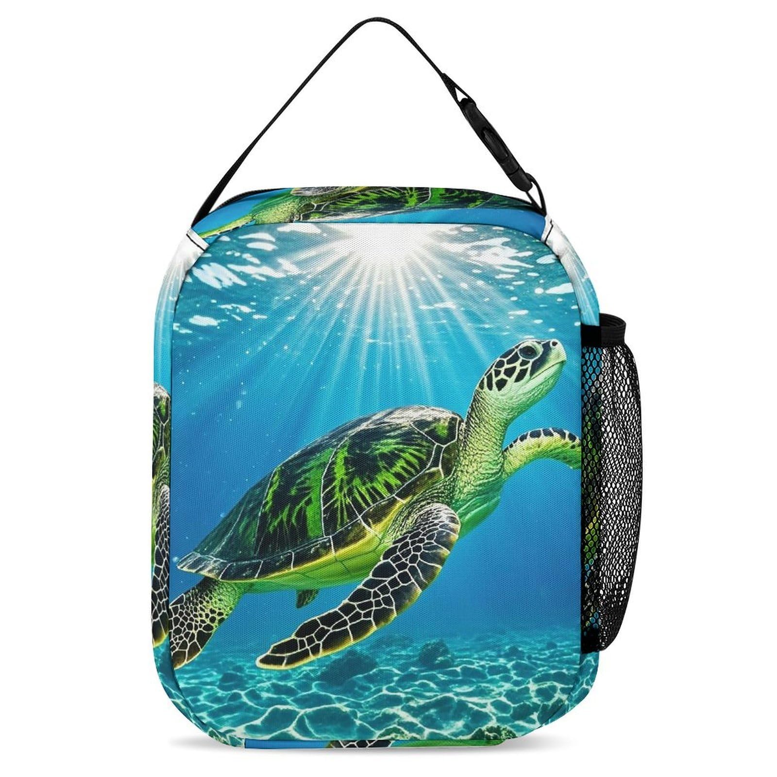 Set di 3 zaini con tartaruga che nuota nel mare, zaino resistente, borsa termica per il pranzo, astuccio portatile per uomini e donne