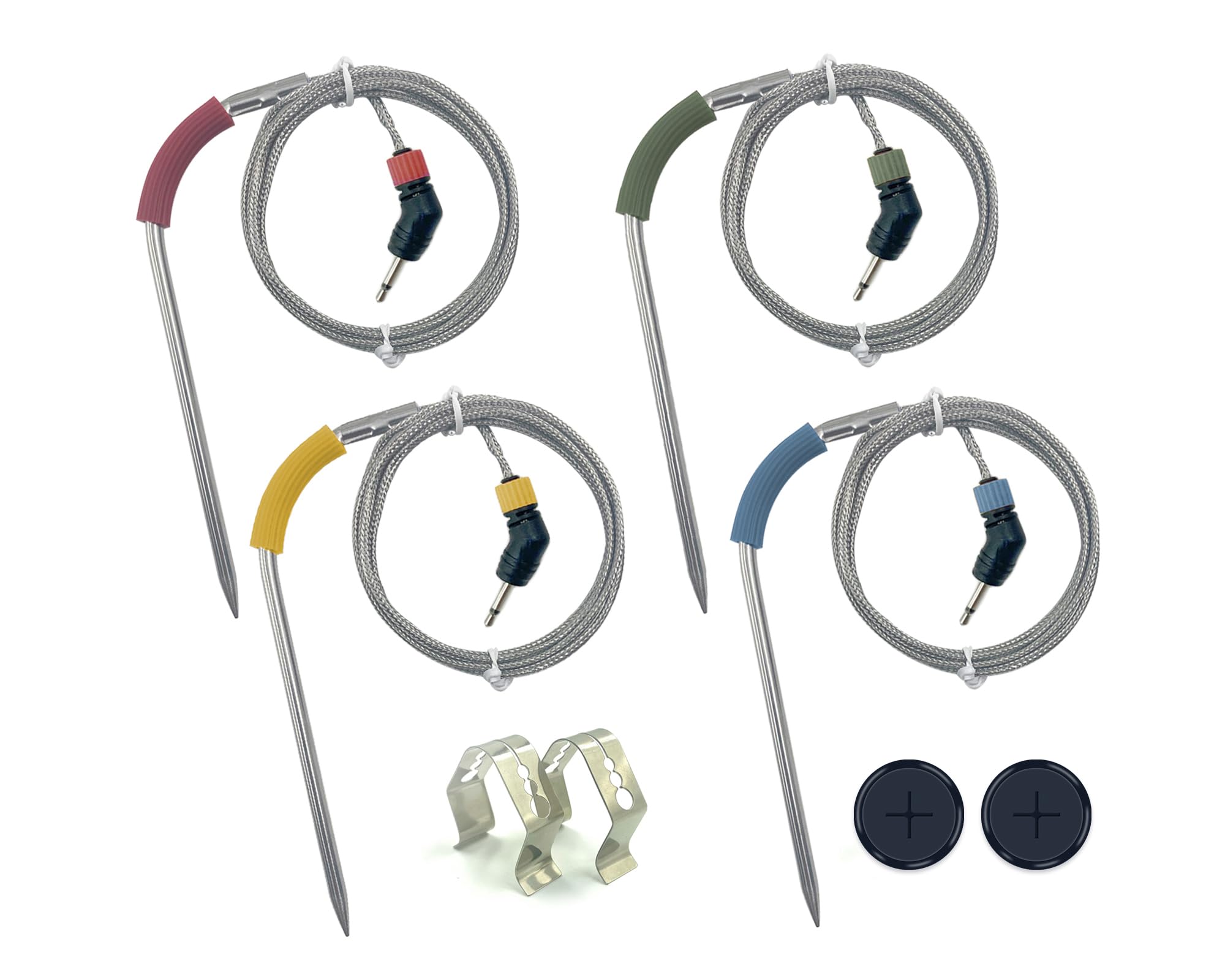 4 confezioni di sonde di temperatura Pro per carne, ricambio per griglie Weber, igrill, Connect Smart Grilling Hub, lavabili, 4 sonde per termometro alimentare con 4 supporti per sonda.