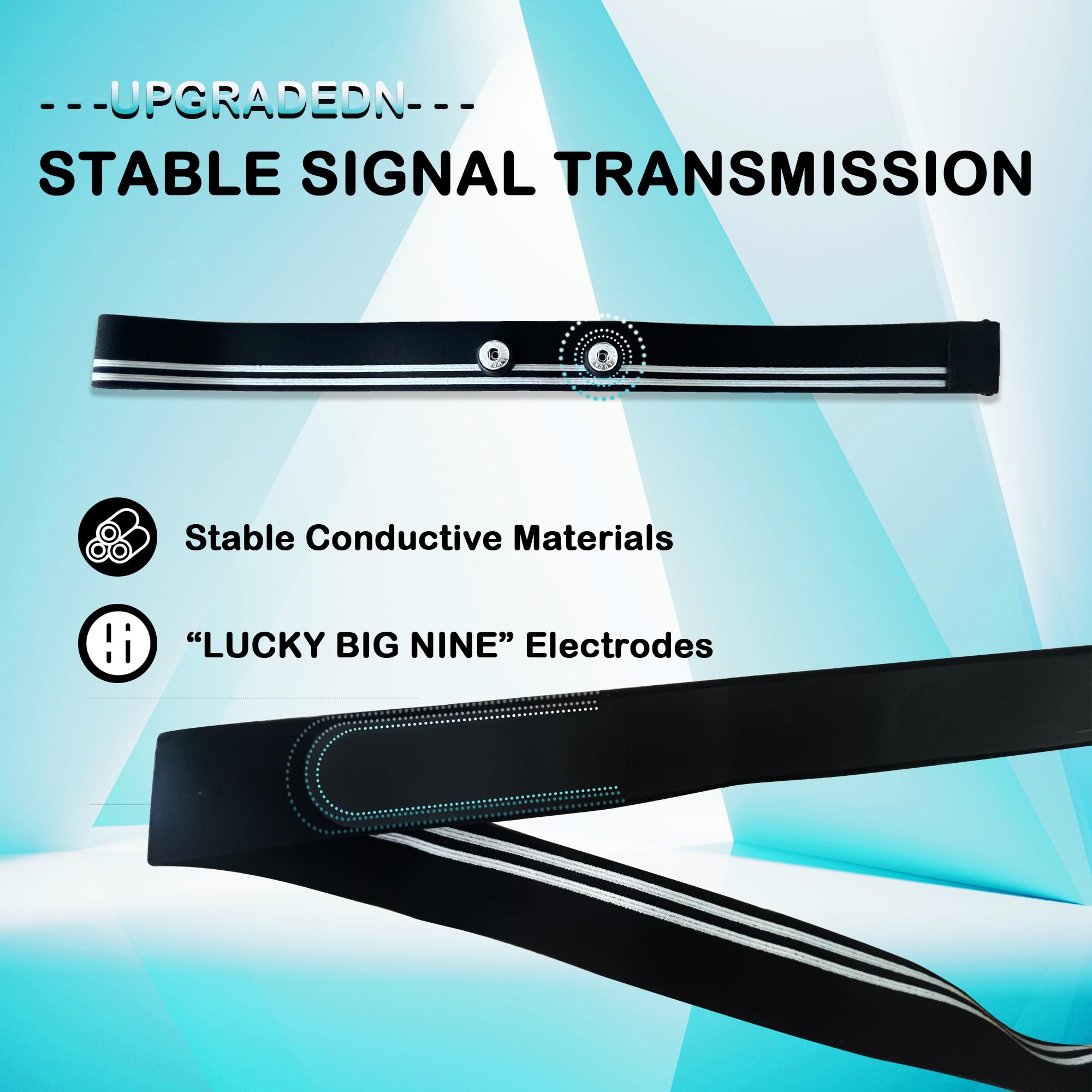 LUCKY BIG NINE Heart Rate Monitor Replacement Strap Compatible with Polar Garmin Tickr Wahoo Coospo- Heart Rate Monitor Strap Replacement (Double Silver)