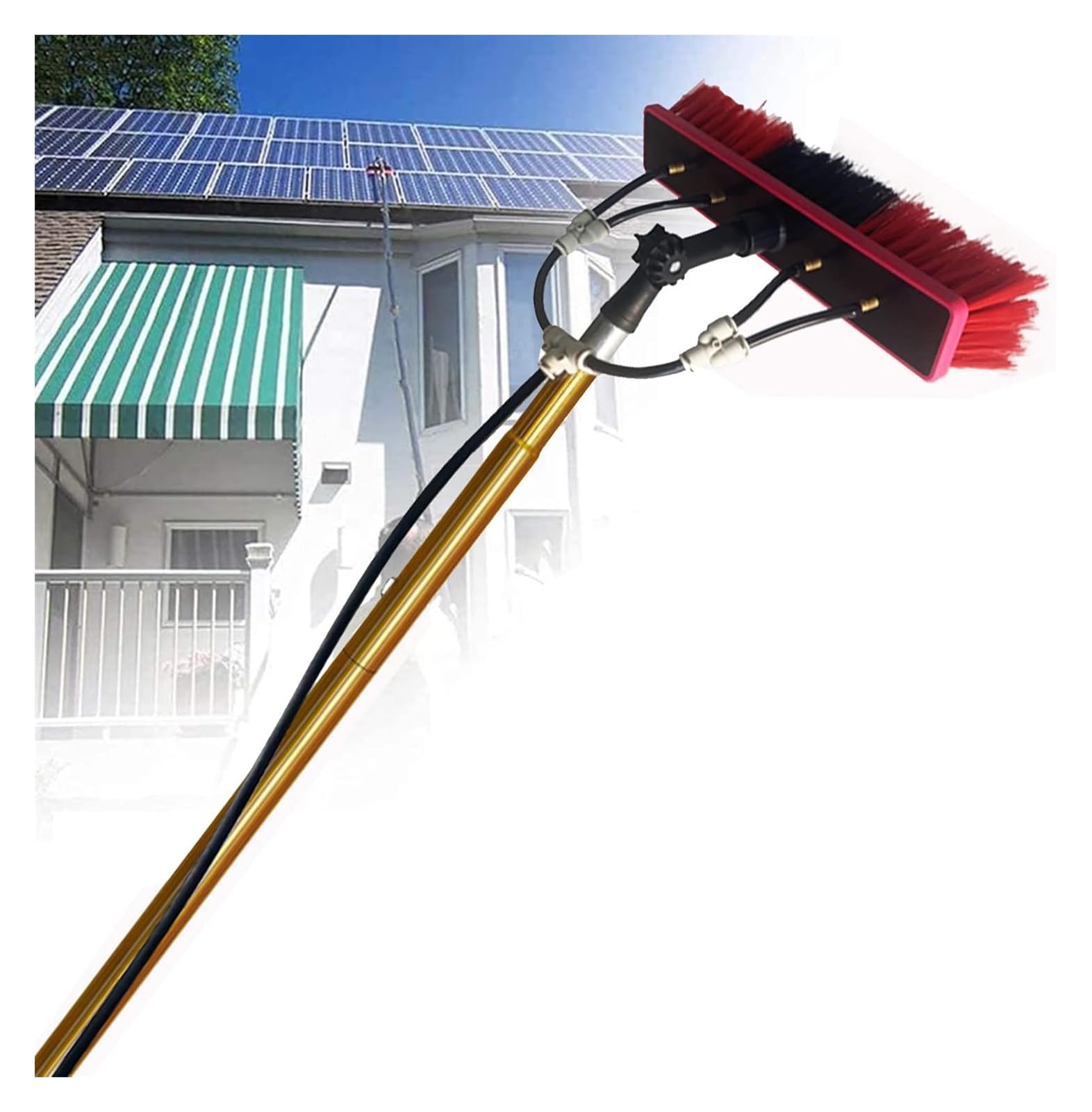 HYLYGFH Telescopic Cleaning Brush Window Cleaning Pole With 20M Water Pipe, Solar Panel Cleaning, Extendable Cleaner Conservatory Roof(7.2m(24ft))