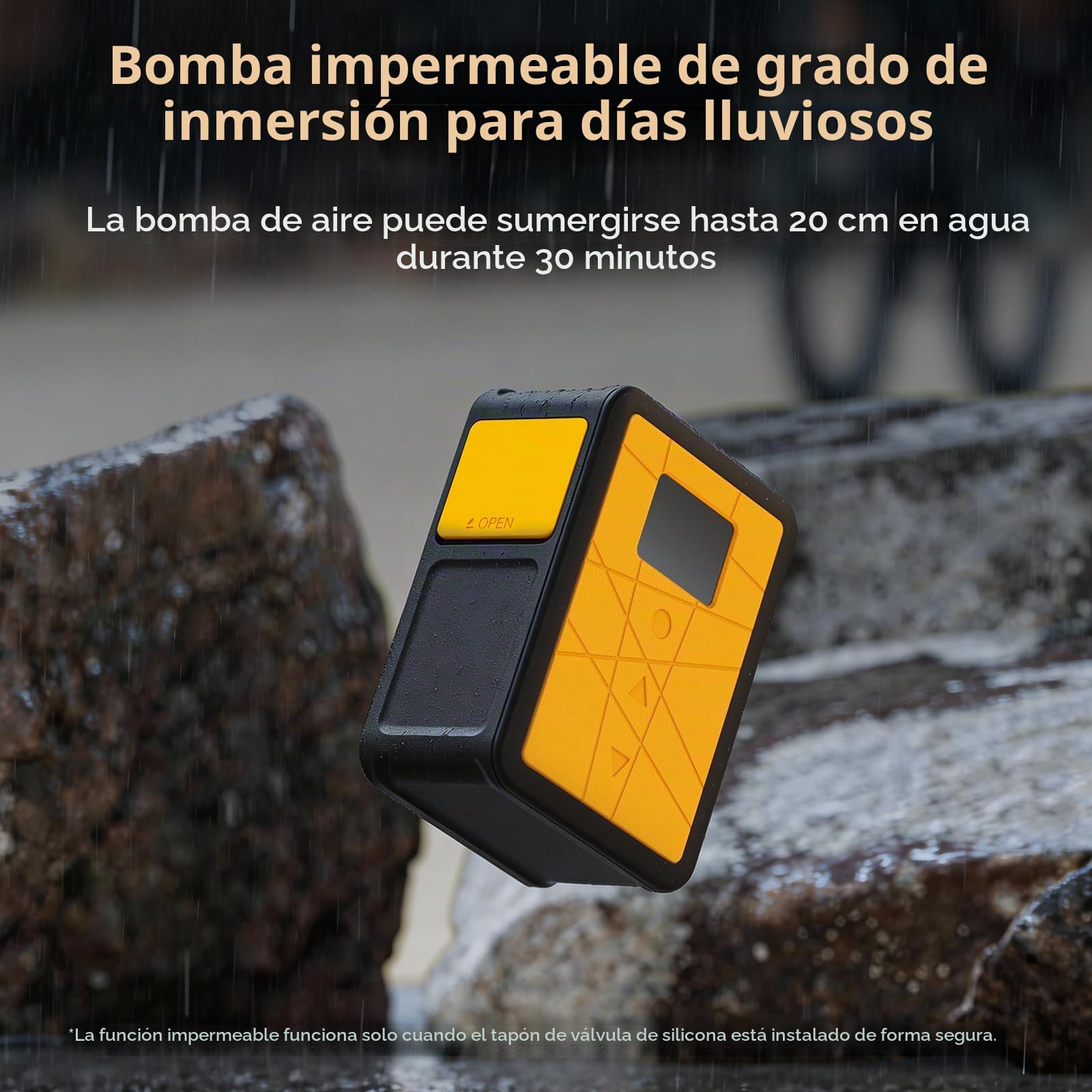 AIRBANK Minibomba Impermeable para Bicicleta con manómetro,600 mAh,Pocket 3