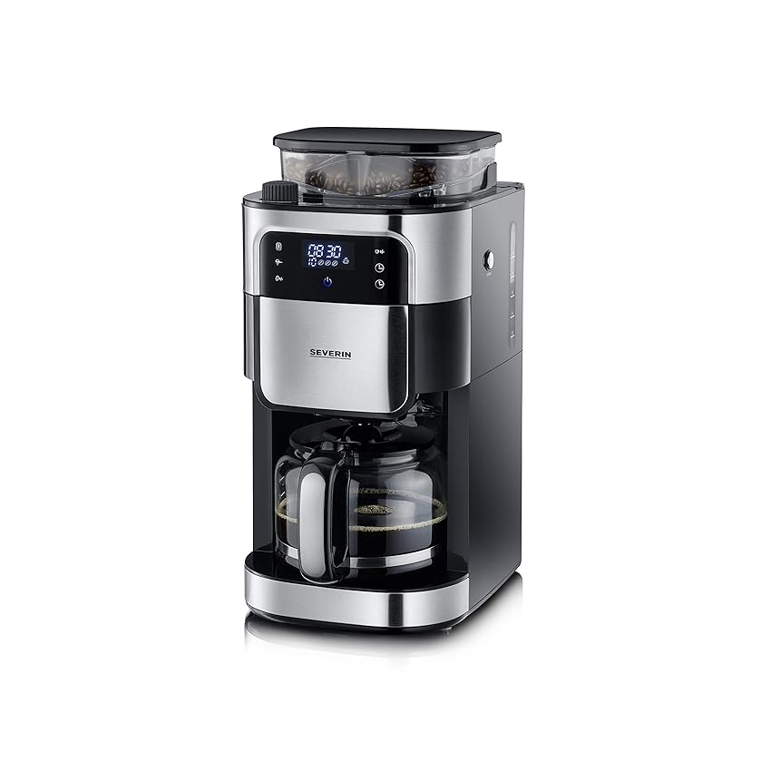 Severin KA 4813 - Macchina da caffè con filtro in acciaio INOX, macinazione fine e grado di macinazione selezionabile, 1000 W, fino a 10 tazze/ca. 1,25 l