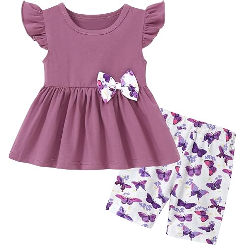 WESIDOM Toddler Girl Clothes Layered Ruffle Top Floral Shorts Cute Toddler Girls Summer Outfits 2Pcs Clothing Set
