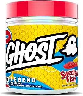 GHOST Legend Pre-Workout Powder, Swedish Fish - 30 Servings – Pre-Workout for Men & Women with Caffeine, Choline, L-Citrulline, & Beta Alanine for More Pumps, Energy & Focus - Vegan Friendly