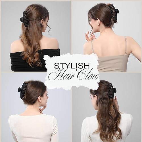 Miniatura 5 de Pinzas de garra extra grandes de 5 pulgadas para cabello grueso y largo, paquete de 4 pinzas de garra extra grandes, pinzas de pelo antideslizantes