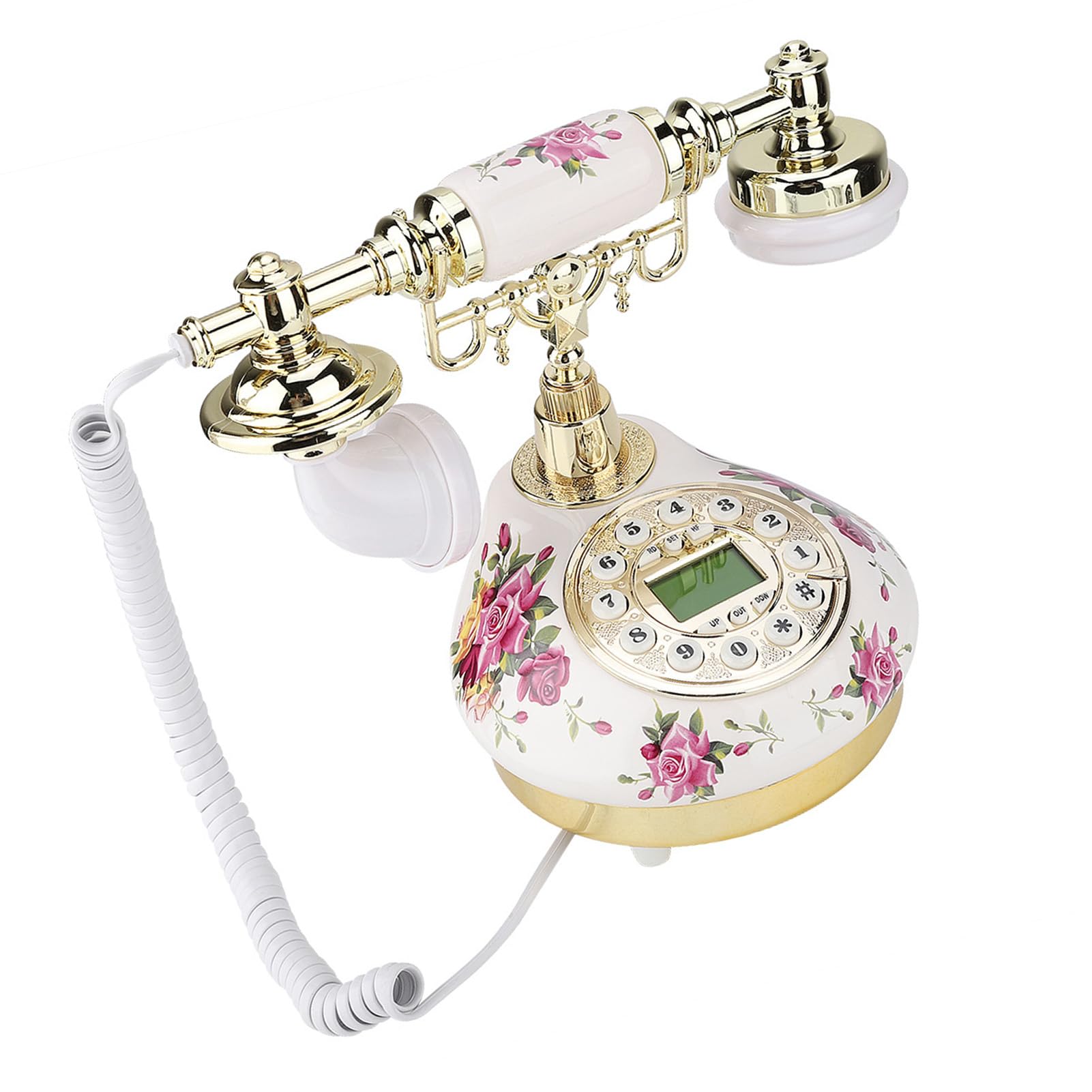 MS - 9101 Telefono d’epoca retrò in stile antico, telefono da ufficio in ceramica con schermo intelligente multiangolare e identificazione chiamante, per casa, studio, camera da
