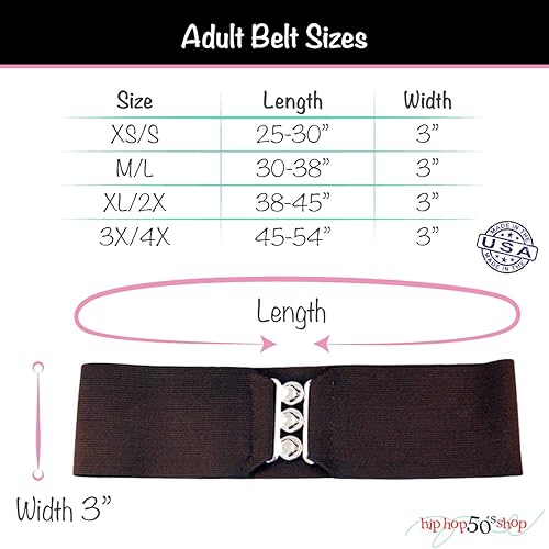 Miniatura 6 de Hip Hop 50's Shop Cinturón elástico de 3 pulgadas de ancho estilo años 50 para mujer, tallas junior y grandes, hecho a mano en los Estados Unidos