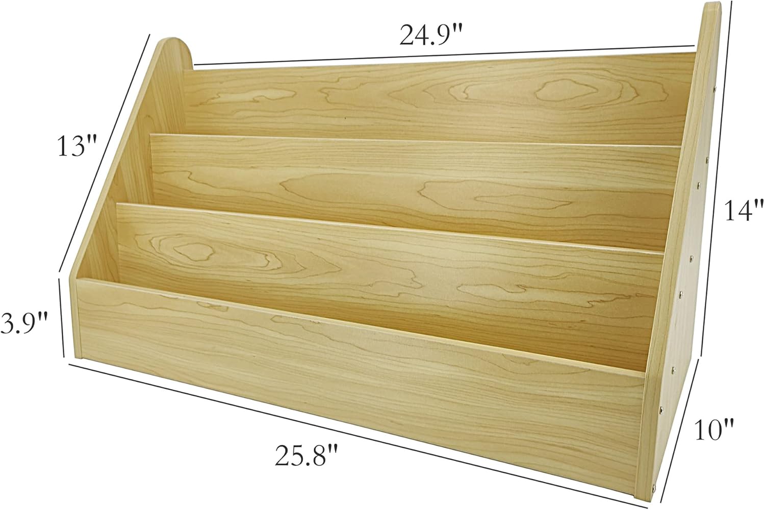 FixtureDisplays® Maple Color Countertop Book Shelf Display, Greeting Card Rack, Step Rack for Literature, Magazines, Brochure, Tile Sample Paint Brochure Holder, Unassembled 2904-MAPLE-2D