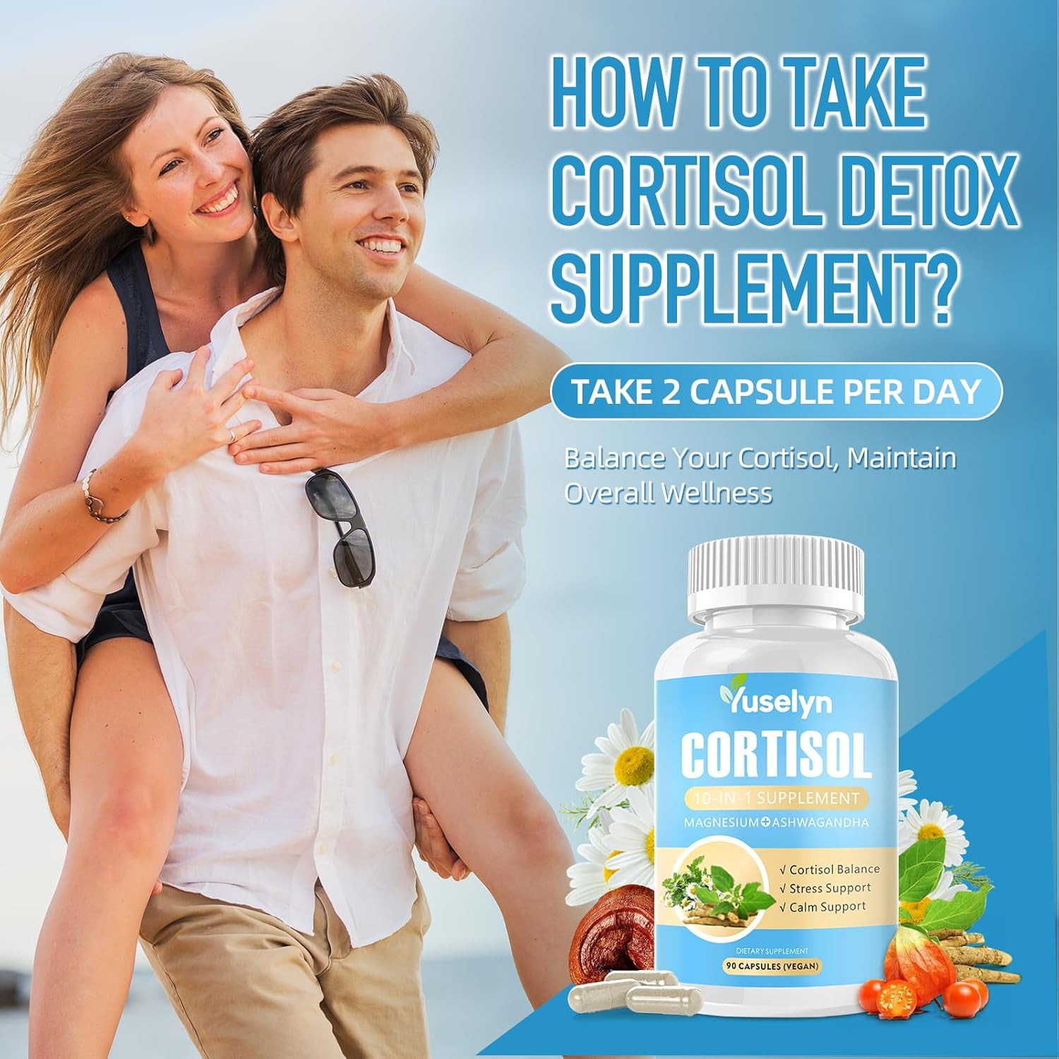 Cortisol Supplements for Women & Men, 10-in-1 Cortisol Detox Manager - High Cortisol Lowering Supplements with Magnesium, Ashwagandha & L-Theanine for Balanced Calm & Stress Relief - Image 7