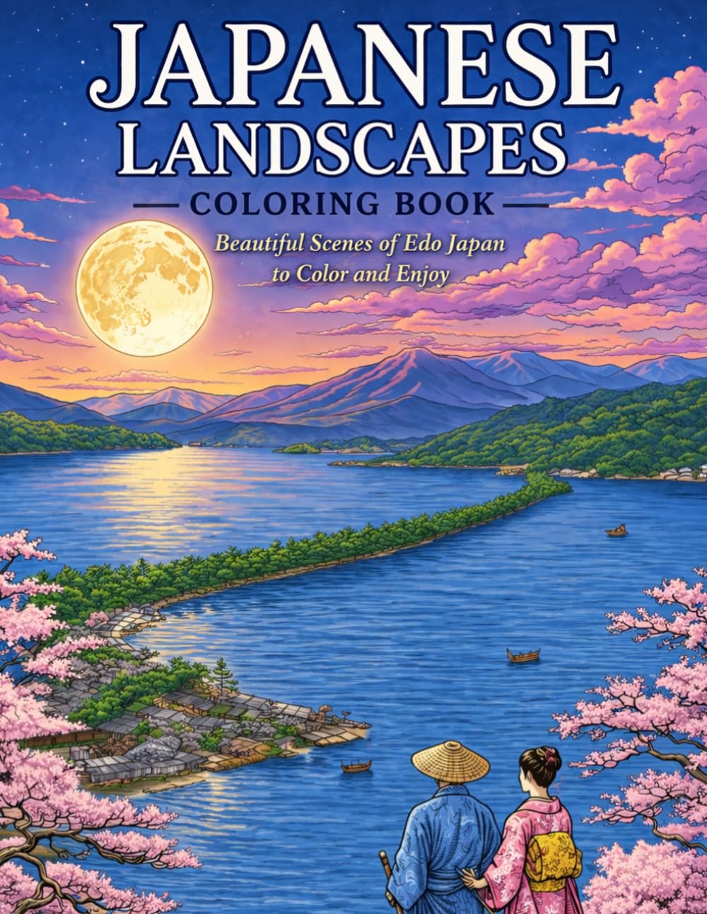 Japanese Landscapes Coloring Book: Beautiful Scenes of Edo Japan to Color and Enjoy