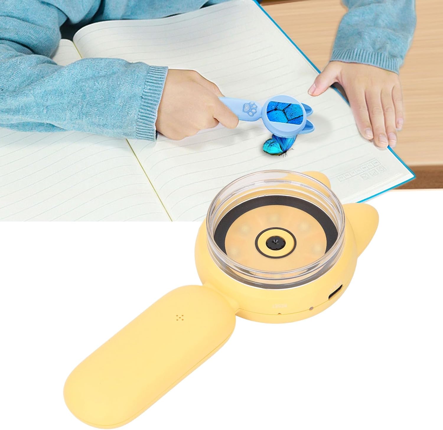 Kids Digital Microscope,Pocket Handheld Microscope Portable Magnifying Glass with 2 Inch HD IPS Screen 8 LED Lights for Outdoor Explorations