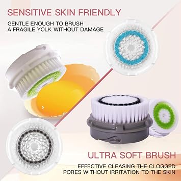 Azonbey Clarisonic Brush Head Replacements Compatible with Clarisonic Mia 1, Mia 2, Mia Fit, Alpha Fit, Smart Profile Uplift and Alpha Fit, Facial Cleansing Brush Head, Soft Bristles (Blue-2Pack)