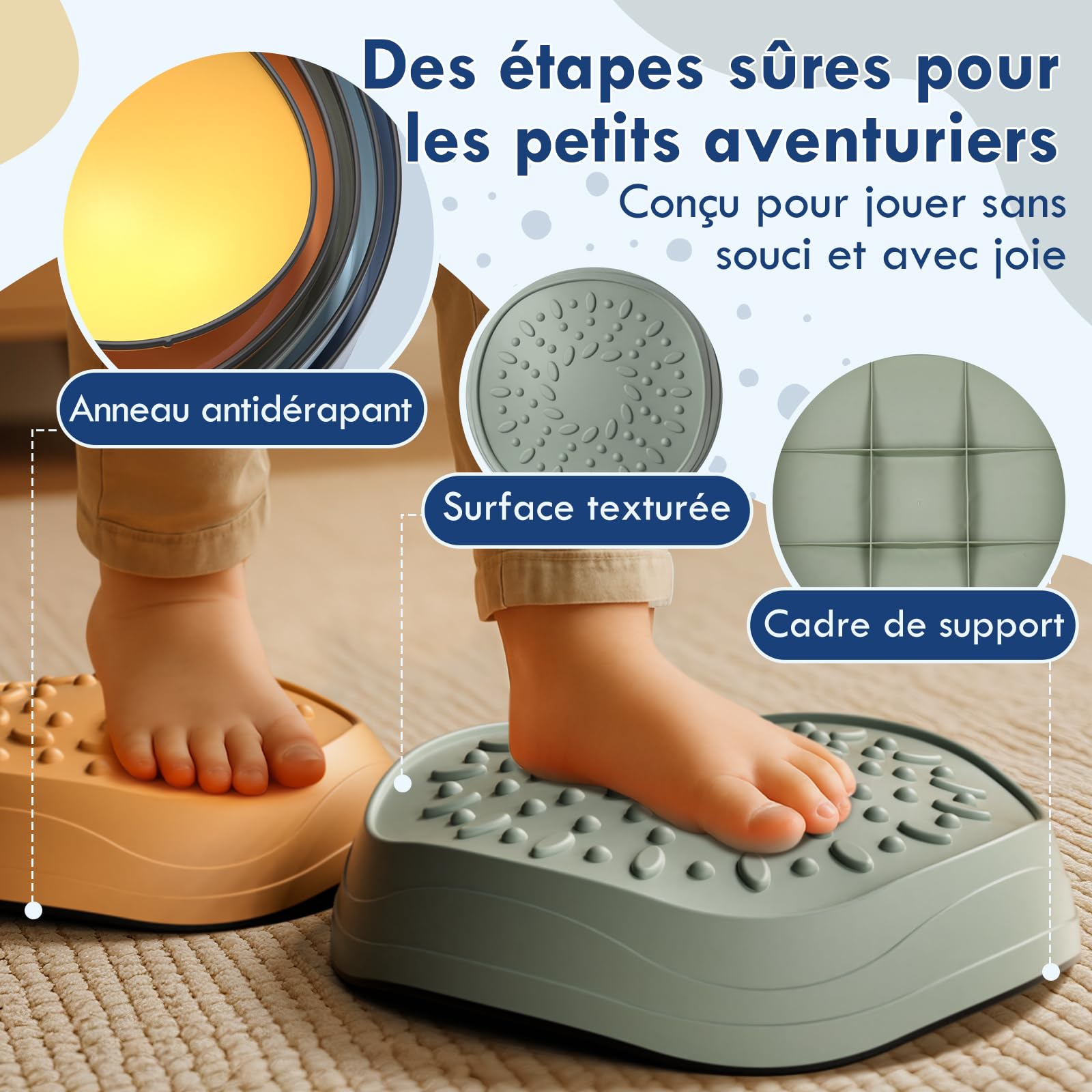 Lehoo Castle Pierres d'Équilibre pour Enfants, 6 Pierres Durables Antidérapantes Favorisant l'Équilibre et Les Compétences Motrices chez Les Enfants