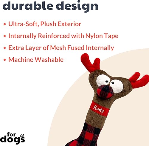 Miniatura 2 de Huxley & Kent para perros  Hueso de reno  Juguete de peluche navideño para perros con chirriador  Regalo divertido para perros  Divertido, duradero