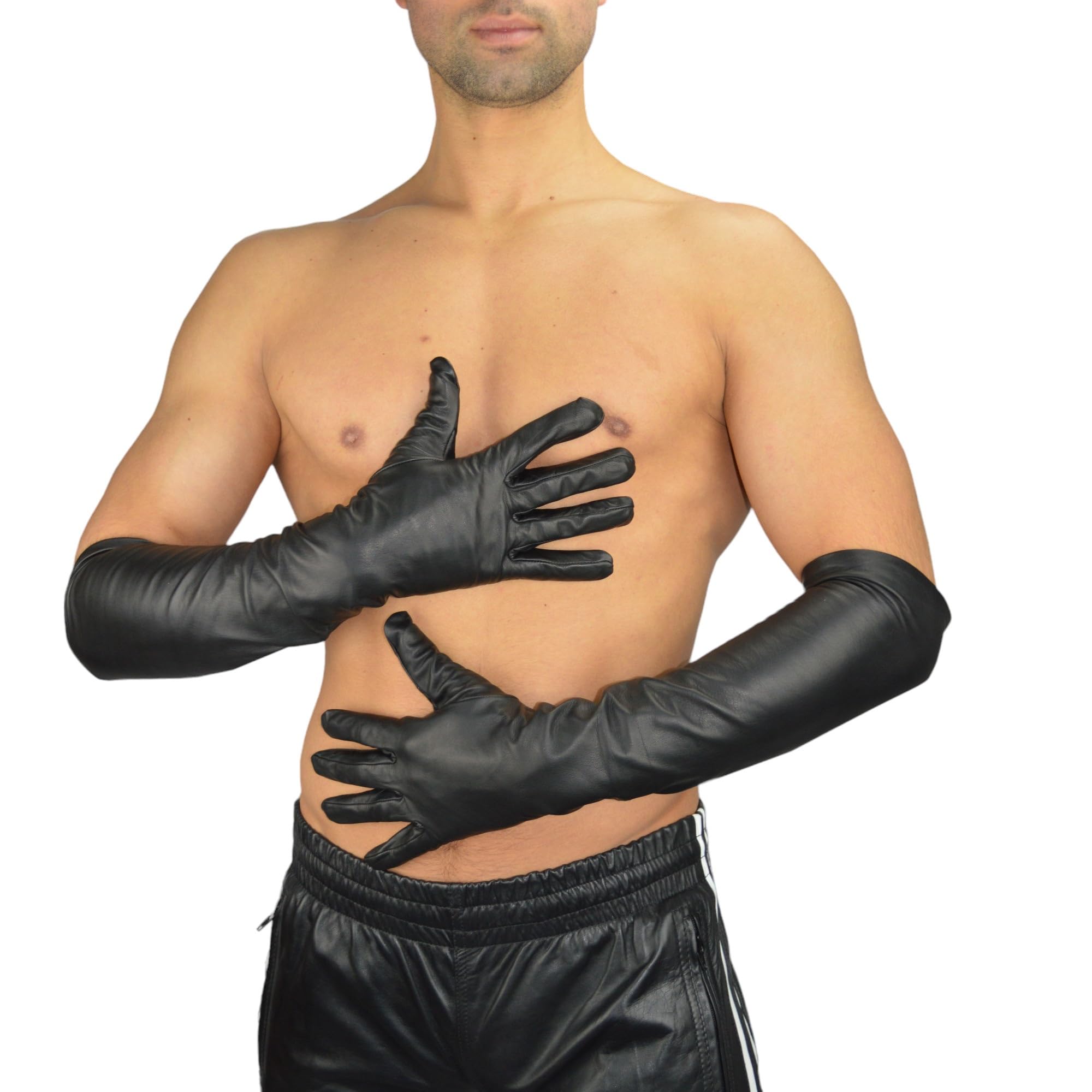 105 Männer lederhandschuhe,lange lederhandschuhe Gay leder handschuhe, men long leather gloves