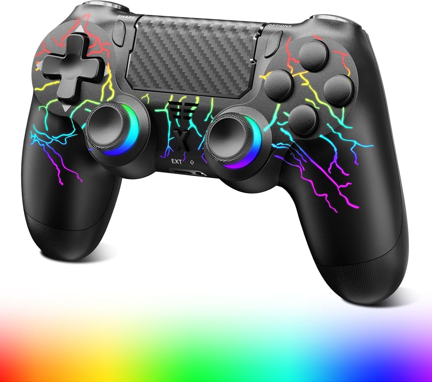 Wireless Controller for PS-4, Dual Vibration Game Joystick/Motion Sensing/Touchpad/Speaker/3.5mm Audio Jack Headphone, Upgraded Six-Axis Sensor, Compatible with PS4/Slim/Pro Console/PC (black-crack)