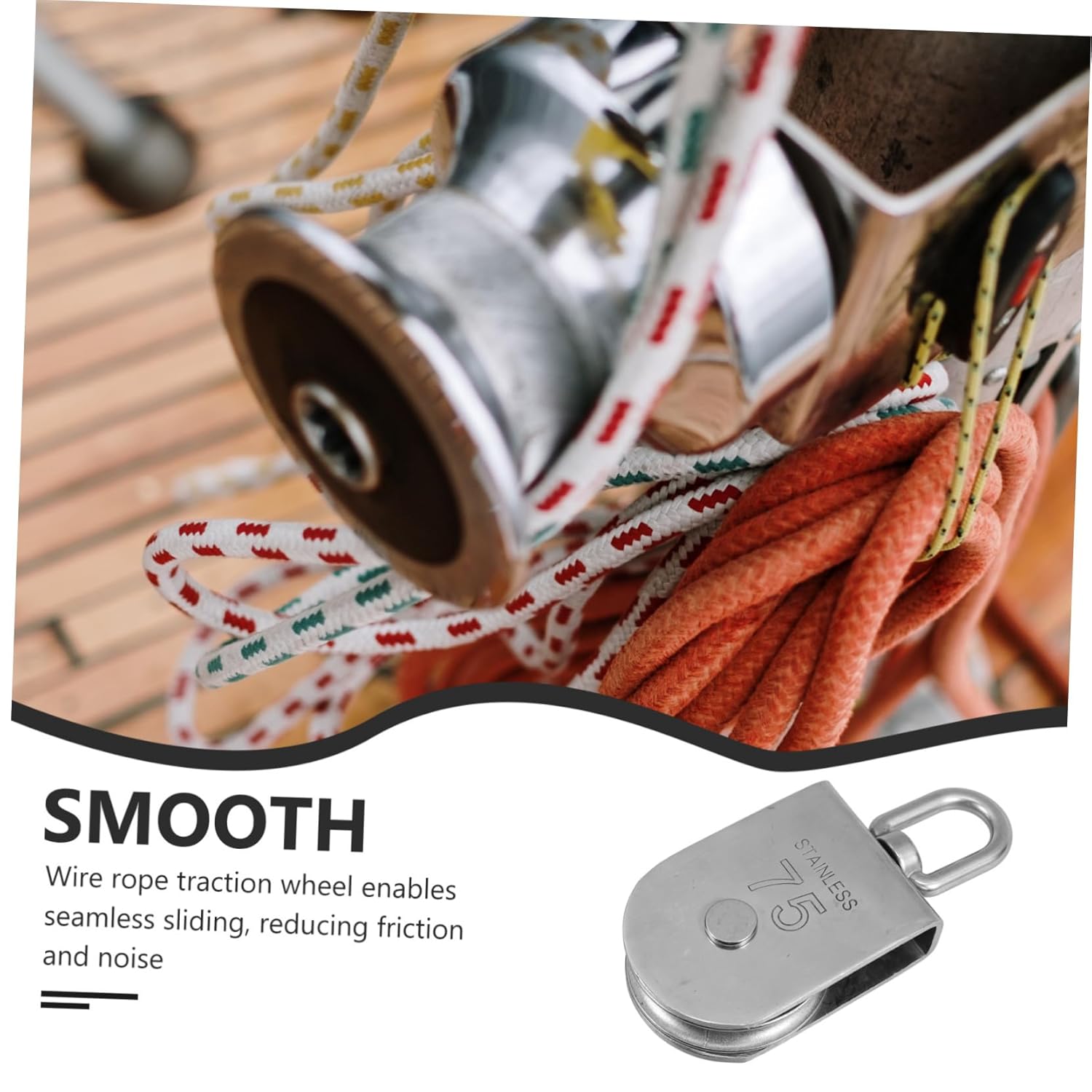 Heavy Duty Stainless Steel Single Pulley Block Lifting Pulley for Clothesline Logistics Versatile Winch Track Wheel for Safe Weight Bearing