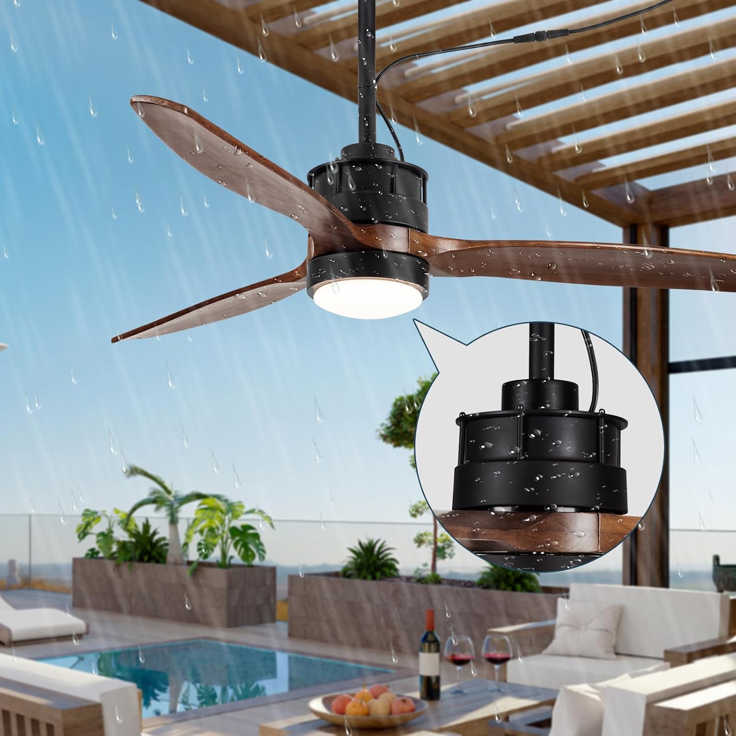 Amazon.com: EKIZNSN 42 Inch Outdoor Wet Rated Ceiling Fans Waterproof ...