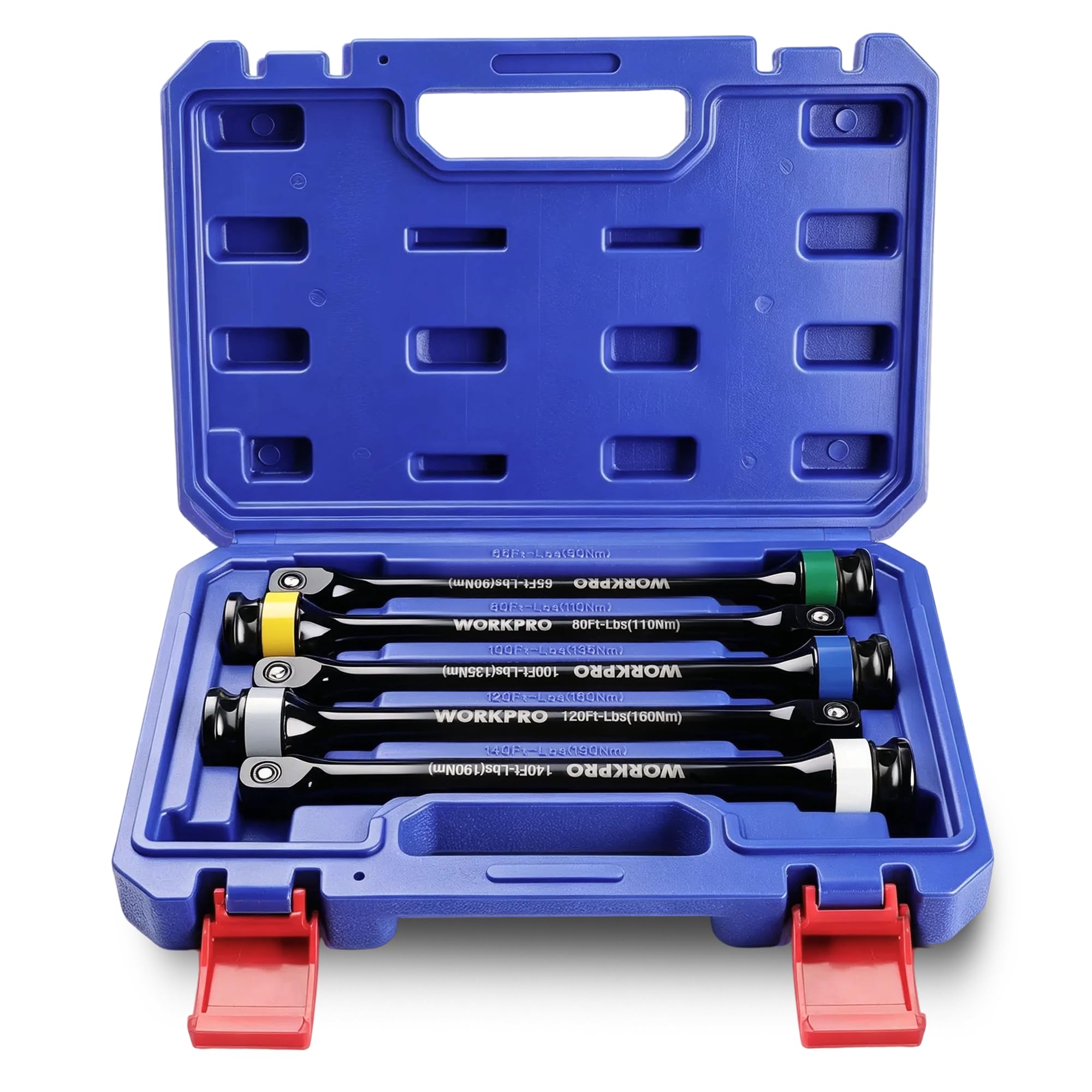 WORKPRO Set 5 Prolunghe per Chiave a Impulso 1/2" con Limitatore di Coppia